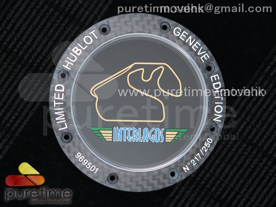 [최신작]휴블럿 빅뱅 페라리 F1 카본 파이버 크로노그래프 블랙+블루 다이얼 | Big Bang Ferrari F1 Carbon Fiber V6F Limited Edition Black/Blue Dial on Black Leather Strap HUB4100 상세이미지 16