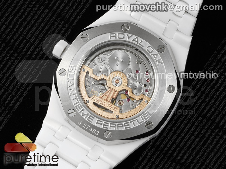 오데마피게 로얄오크 페페츄얼 칼렌더 화이트 세라믹 데이데이트 문페이즈 블루 다이얼 | Royal Oak Perpetual Calendar 26579cb White Ceramic APSF Best Edition on Ceramic Bracelet A5134 (CHS) 상세이미지 15