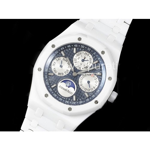 오데마피게 로얄오크 페페츄얼 칼렌더 화이트 세라믹 데이데이트 문페이즈 블루 다이얼 | Royal Oak Perpetual Calendar 26579cb White Ceramic APSF Best Edition on Ceramic Bracelet A5134 (CHS)