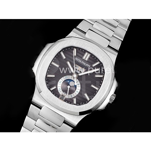 파텍필립 노틸러스 5726 컴플리케이션 그레이 다이얼 | Nautilus 5726 Complicated SS 'Green Maker' 1:1 Best Edition Gray Textured Dial on SS Bracelet A324 V3