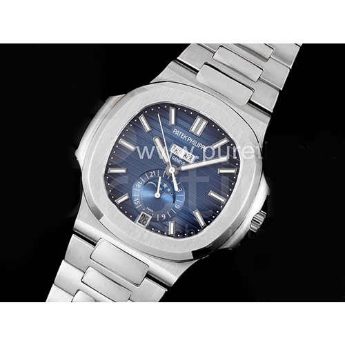 파텍필립 노틸러스 5726 컴플리케이션 블루 다이얼 | Nautilus 5726 Complicated SS 'Green Maker' 1:1 Best Edition Blue Textured Dial on SS Bracelet A324 V3