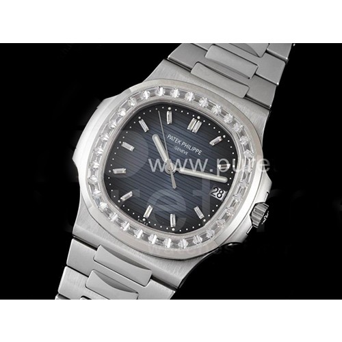 파텍필립 노틸러스 5711 다이아몬드 베젤 블루 다이얼 | Nautilus 5711 SS PPF 1:1 Best Edition Blue Dial Diamonds Markers and Bezel on SS Bracelet 324CS V3