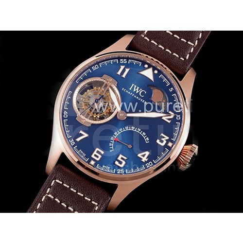 아이더블유씨 빅파일럿 콘스턴트포스 로즈골드 투어빌론 블루 다이얼 | Big Pilot's Constant-Force Tourbillon RG JBF Maker Best Edition Blue Dial on Brown Leather Strap