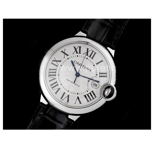 까르띠에 발롱블루 42mm 화이트 다이얼, 가죽밴드, 홍콩명품남자시계,CARTIER