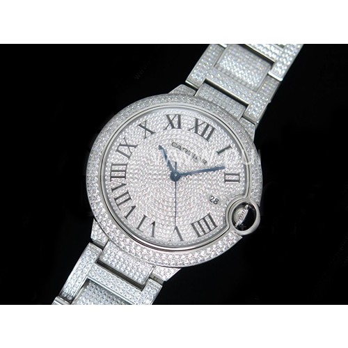 까르띠에 발롱블루 42mm 풀 다이아몬드 스테인레스 스틸, 홍콩명품남자시계, CARTIER