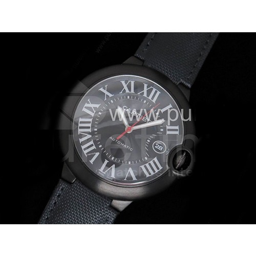 까르띠에 발롱블루 42mm PVD 블랙 다이얼, 나일론스트랩, 홍콩명품남자시계, CARTIER