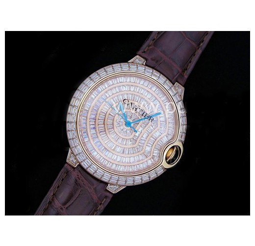 까르띠에 발롱블루 42mm 로즈골드 다이아몬드 다이얼, 홍콩명품남자시계, CARTIER