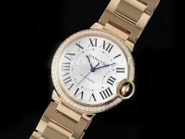 까르띠에 발롱블루 36mm 로즈골드 다이아몬드 베젤 화이트 다이얼, 홍콩명품시계, CARTIER