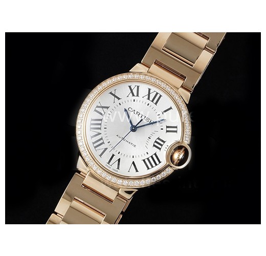 까르띠에 발롱블루 36mm 로즈골드 다이아몬드 베젤 화이트 다이얼, 홍콩명품시계, CARTIER