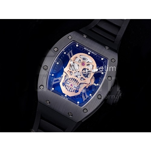 [RICHARD MILLE] 리차드밀레 RM052 스컬 블랙 세라믹 베젤 로즈골드 스켈레톤 다이얼, 홍콩명품시계 무브타임, 남자명품시계,워치,손목시계