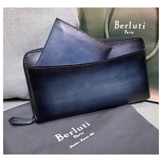 [BERLUTI] 벨루티 ITAUBA 2 IN 1 장지갑 카드지갑 지퍼 브라운 블루 WT136, BLB, 홍콩명품지갑,명품지갑,무브타임쇼핑몰,사이트,해외직구