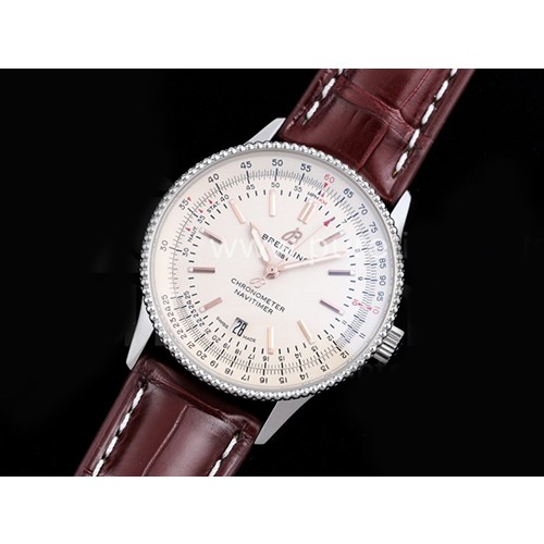 [BREITLING] 브라이틀링 네비타이머 41mm 화이트 다이얼, 홍콩명품시계,남자워치,손목시계,브라운가죽스트랩