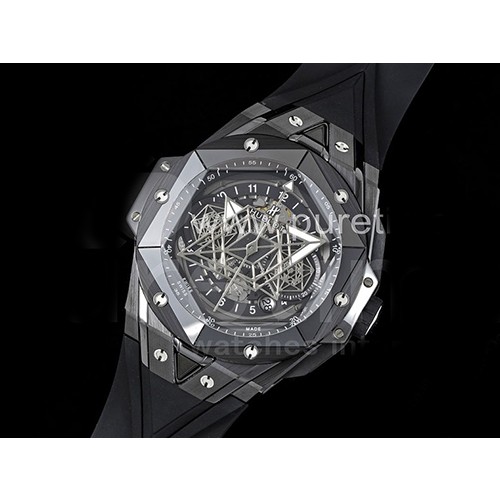 [홍콩명품시계.HUBLOT] 휴블럿 빅뱅 상블러우 II 블랙 세라믹 베젤 크로노 스켈레톤 다이얼, 무브타임, 남자명품시계,워치,손목시계