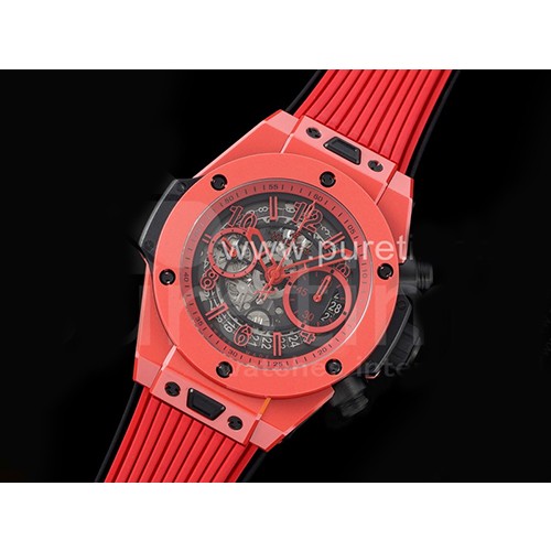 [홍콩명품시계.HUBLOT] 휴블럿 빅뱅 유니코 레드 매직 세라믹 44mm 스켈레톤 다이얼, 무브타임,남자명품시계,워치,중년남자,SA,명품시계