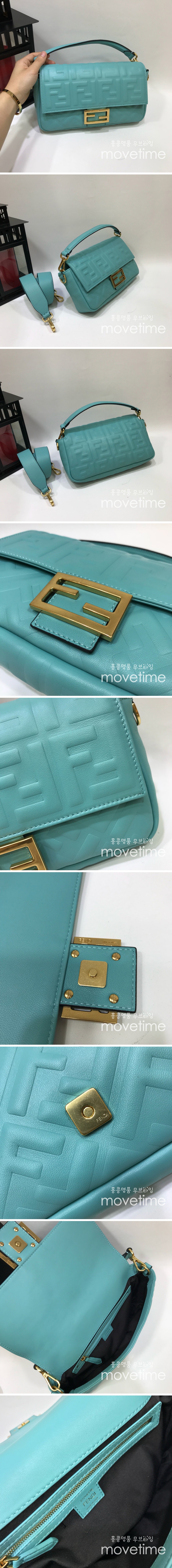 [홍콩명품,FENDI]펜디 22FW FF텍스처 패브릭 바게트 체인 미니백(스카이블루) BGM308, MD, 홍콩명품가방,손목가방,크로스백,핸드백,구매대행,무브타임 상세이미지 2