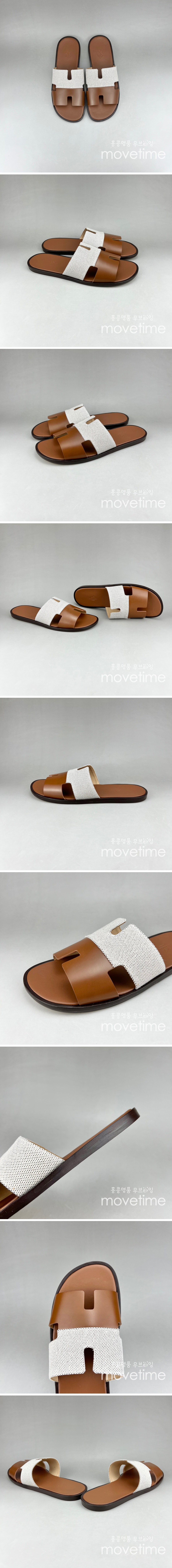 [홍콩명품.Hermes] 에르메스 23SS  남성 슬리퍼 이즈미르 (브라운-화이트), SE1379, S3, 무브타임사이트,인터넷명품쇼핑몰,남자명품,슈즈,신발