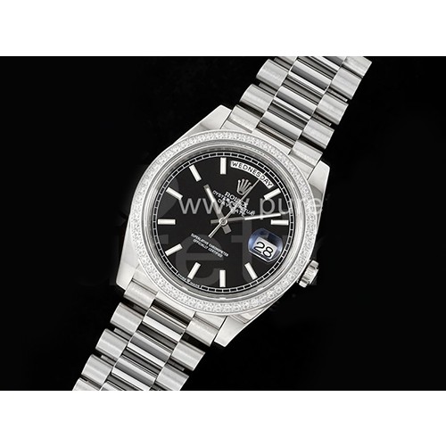 [홍콩명품시계.ROLEX] 롤렉스 데이데이트 40mm 다이아몬드 베젤 블랙 스틱 다이얼, 명품직구,구매대행,럭셔리,남자명품시계,워치,중년남자