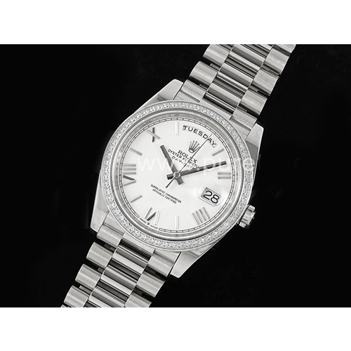 [홍콩명품시계.ROLEX] 롤렉스 데이데이트 40mm 다이아몬드 베젤 화이트 다이얼, 명품직구,구매대행,럭셔리,남자명품시계,워치,중년남자
