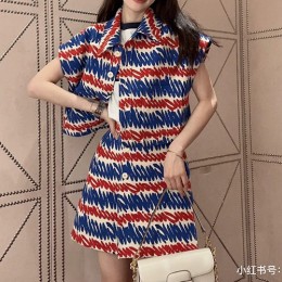 [홍콩명품.Gucci] 구찌 23SS 로고 그래픽 패턴 슬리브리스 자켓 + 미니 스커트 상하의 세트, BM6752, TBG, 온라인명품쇼핑몰,의류,무브타임사이트,인터넷쇼핑몰,해외직구