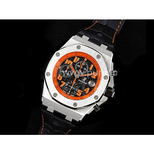 [홍콩명품시계.AUDEMARS PIGUET] 오데마피게 로얄오크 오프쇼어 42mm 크로노 오렌지 마크 블랙 다이얼, 남자명품시계,워치,중년남자,SA,명품시계,가죽밴드
