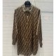 [홍콩명품,FENDI] 펜디 24SS 로고 FF패턴 다이아 장식 여성 포플린 롱 남방 실크셔츠 (브라운), BM11755, TBG, 홍콩명품의류,구매대행,온라인명품
