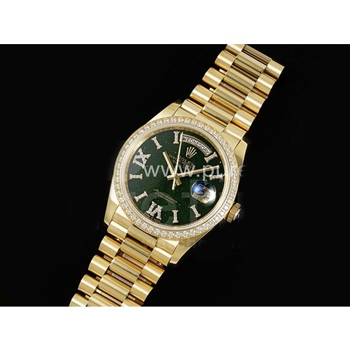 [ROLEX] 로렉스 롤렉스 데이데이트 36mm 옐로우골드 다이아몬드 베젤 그린 다이얼