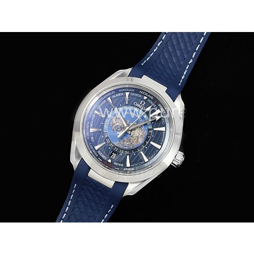 [홍콩명품시계.OMEGA] 오메가 아쿠아테라 GMT 월드타이머 43mm 썸머 딥블루 다이얼