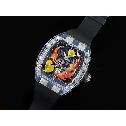 [홍콩명품시계.RICHARD MILLE] 리차드밀레 RMS10 투어빌론 투명케이스 스켈레톤 피쉬 다이얼 고무밴드