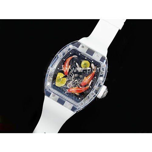 [홍콩명품시계.RICHARD MILLE] 리차드밀레 RMS10 투어빌론 투명케이스 스켈레톤 피쉬 다이얼 고무밴드