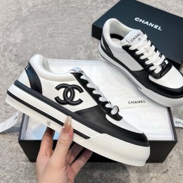 [홍콩명품.CHANEL] 샤넬 24SS 로고 여성 레더 가죽 스니커즈 운동화 (블랙-화이트), SE3366, SMS, 명품스니커즈,운동화,구두,로퍼,하이탑,신발