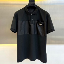 [홍콩명품,PRADA] 프라다 24SS 삼각로고 나일론 레이어드 카라 폴로 반팔 티셔츠 (2컬러), BM14586, JS, 홍콩명품의류,구매대행,온라인명품