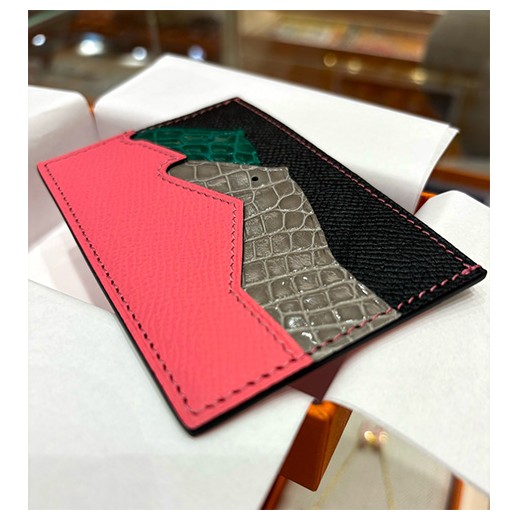 [홍콩명품.Hermes] 에르메스 24SS 로고 Epsom 카드지갑 (블랙-핑크-그린), BGM3782, H3, 명품지갑,무브타임쇼핑몰,홍콩명품,사이트,명품쇼핑몰
