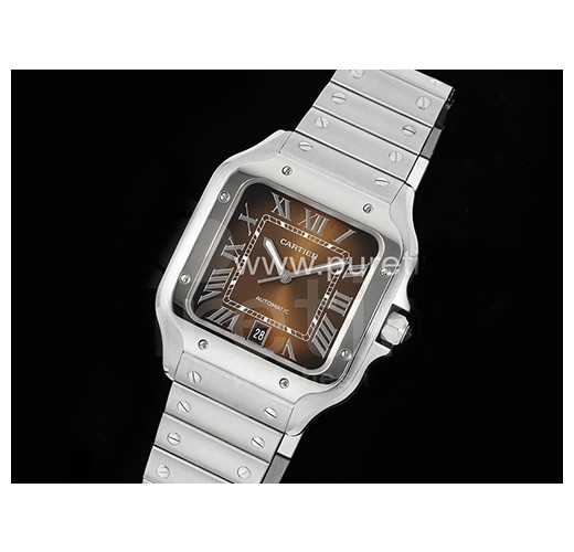 [홍콩명품시계.CARTIER] 까르띠에 산토스 드에 까르띠에 40mm 브라운 다이얼 메탈밴드
