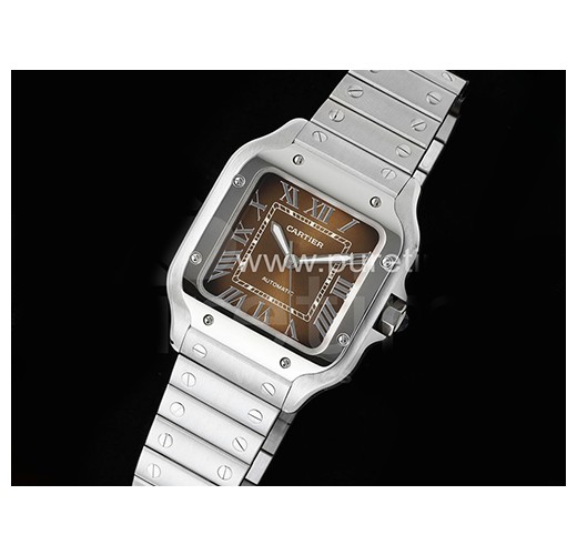 [홍콩명품시계.CARTIER] 까르띠에 산토스 드에 까르띠에 35mm 브라운 다이얼 메탈밴드