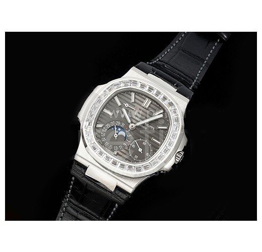 [홍콩명품시계.PATEK PHILIPPE] 파텍필립 노틸러스 5712 다이아몬드 베젤 파워리저브 문페이즈 그레이 다이얼