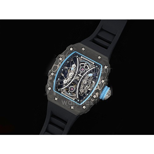 [홍콩명품시계.RICHARD MILLE] 리차드밀레 RM53-01 투어빌론 블랙카본 베젤 스켈레톤 다이얼, 블랙 고무밴드