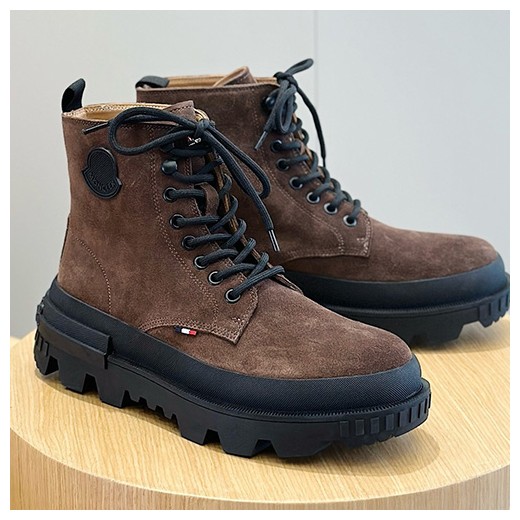 [홍콩명품.MONCLER] 몽클레어 25SS 로고 로고 레더 가죽 부츠 워커 (브라운), SE4471, S3, 명품스니커즈,운동화,구두,로퍼,하이탑,신발