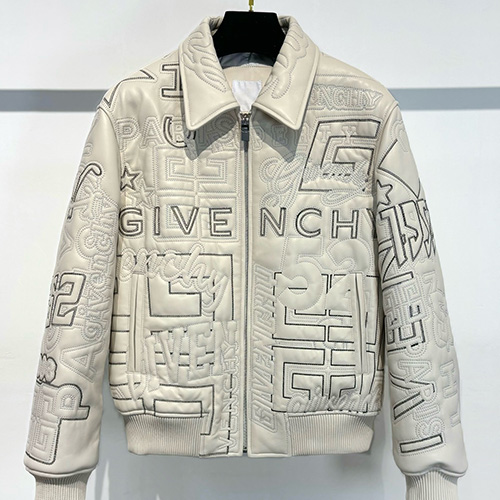 [홍콩명품.GIVENCHY] 지방시 25SS 로고 패턴 레더 가죽 카라 봄버 자켓 (2컬러), BM18466, G5, 홍콩명품의류,구매대행,온라인명품