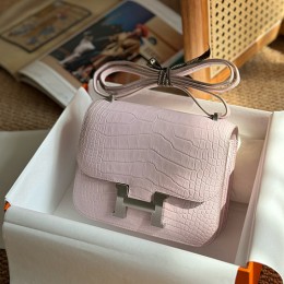 [홍콩명품.Hermes] 에르메스 25SS 로고 Constance 18 악어가죽 토트백 크로스백 (핑크-은장), BGM4544, H3, 홍콩명품가방,명품쇼핑몰,크로스백,핸드백,구매대행