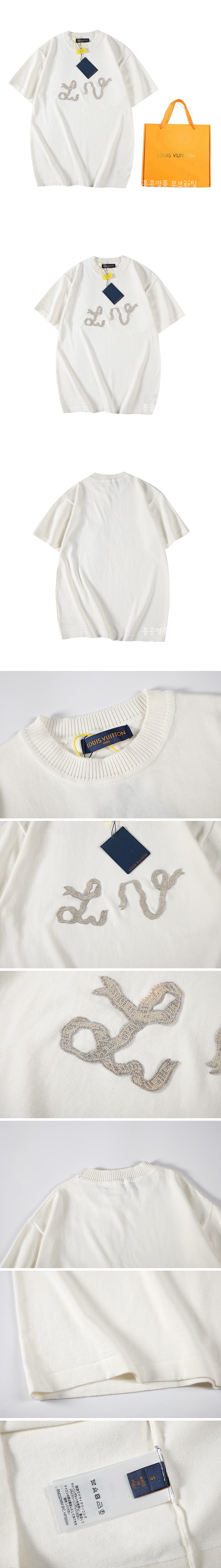 [홍콩명품.LOUIS VUITTON] 루이비통 25SS 로고 그래픽 니트 반팔 티셔츠 (화이트), BM19034, JU, 홍콩명품의류,구매대행,온라인명품 상세이미지 2