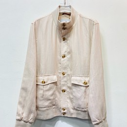 [홍콩명품.Brunello Cucinelli ] 브루넬로 쿠치넬리 25SS 로고 린넨 봄버 자켓 (아이보리), BM19322, JU, 홍콩명품의류,구매대행,온라인명품