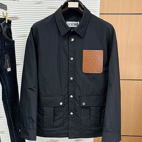 [홍콩명품.LOEWE] 로에베 25SS 로고 포켓 카라 버튼 자켓 (블랙), BM19490, G5, 홍콩명품의류,구매대행,온라인명품
