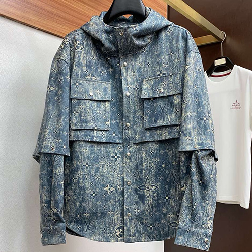 [홍콩명품.LOUIS VUITTON] 루이비통 25SS 로고 모노그램 소매 탈부착 후드 데님 자켓, BM19500, G5, 홍콩명품의류,구매대행,온라인명품