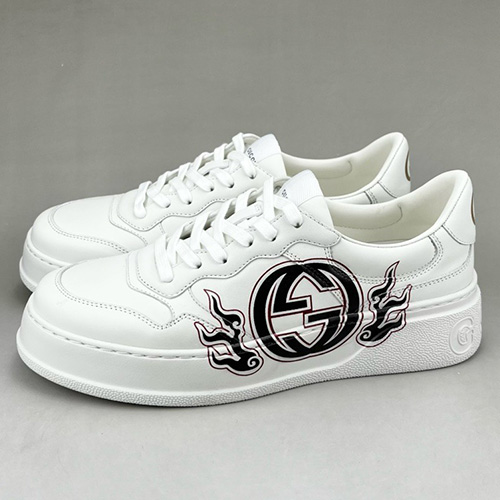 [홍콩명품.Gucci] 구찌 25SS 로고 남여 레더 가죽 로우탑 스니커즈 운동화 (화이트), SE4611, S3, 명품스니커즈,운동화,구두,로퍼,하이탑,신발