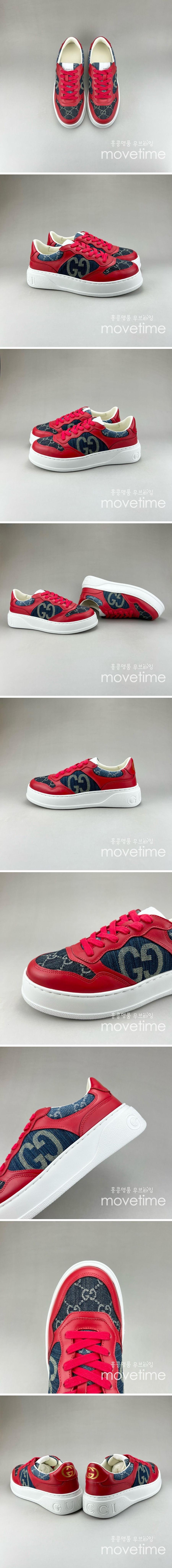 [홍콩명품.Gucci] 구찌 25SS 로고 남여 CHUNKY B GG 스니커즈 운동화 (레드-데님), SE4616, S3, 명품스니커즈,운동화,구두,로퍼,하이탑,신발