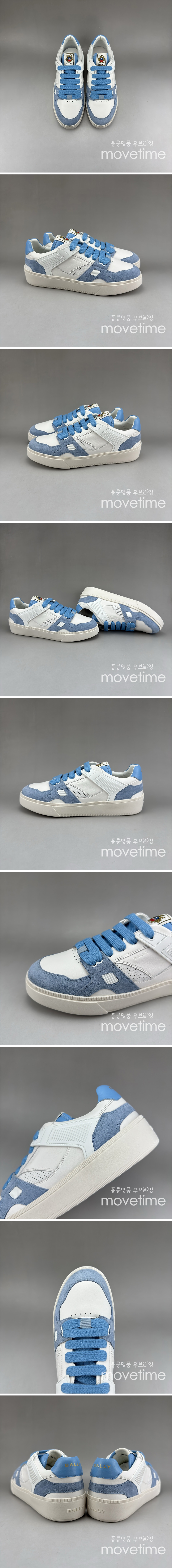 [홍콩명품.BALLY] 발리 25SS 로고 레더 가죽 스니커즈 운동화 (화이트-스카이블루), SE4647, S3, 명품스니커즈,운동화,구두,로퍼,하이탑,신발