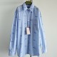 [홍콩명품.Gucci] 구찌 25SS 로고 패턴 스트라이프  남방 셔츠 (스카이블루), BM19508, JU, 홍콩명품의류,구매대행,온라인명품
