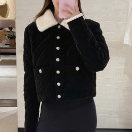 [홍콩명품.CHANEL] 샤넬 25SS 로고 여성 시어링 쇼트 퀄팅 솜패딩 자켓 (블랙), BM19566, PG, 홍콩명품의류,구매대행,온라인명품