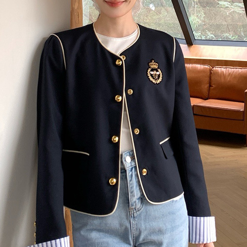 [홍콩명품,Christian Dior] 디올 25SS 로고 여성 라운드넥 쇼트 자켓 (네이비), BM19740, TBG, 홍콩명품의류,구매대행,온라인명품