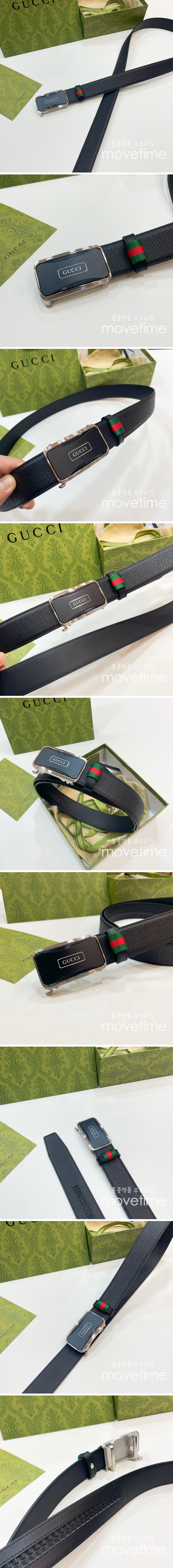 [홍콩명품.Gucci] 구찌 25SS 로고 레더 가죽 자동 벨트 (블랙-은장), 3.5cm, BT1397, BRB, 명품레플리카,인터넷쇼핑몰,남자명품,해외직구